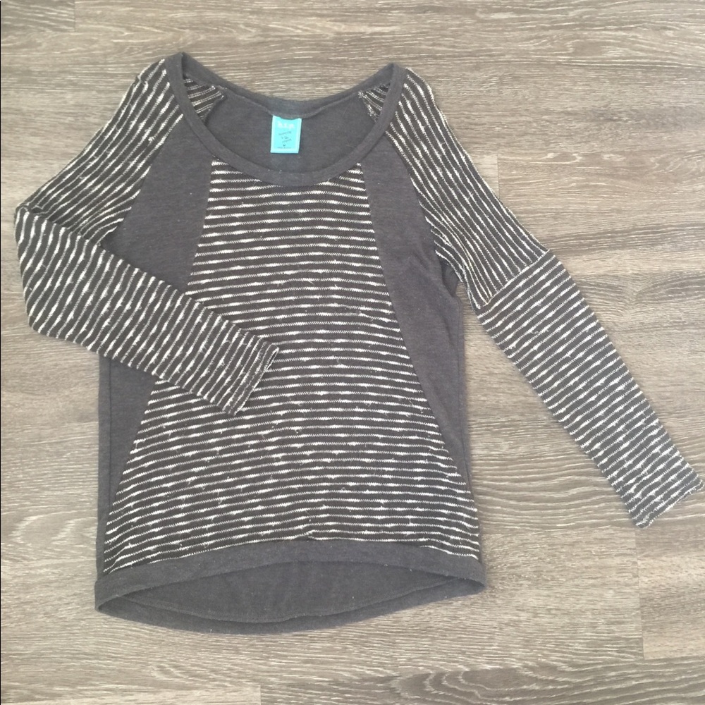 Grey and White Striped Sweater